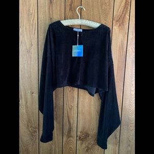 Missguided Fluffy Black Crop Top Sweater